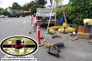 Live air valve install site inside a man hole